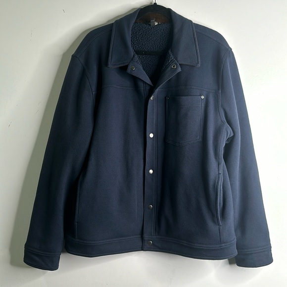 Banana Republic navy blue jacket snap closure fleece inside great condition - Picture 1 of 9